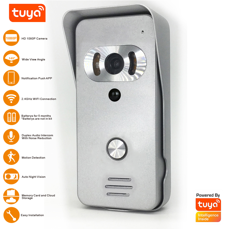 HD Wifi doorbell aluminium, wireless wifi 2.4GHz doorbell, support Tuya, Amazon Echo, Google Home